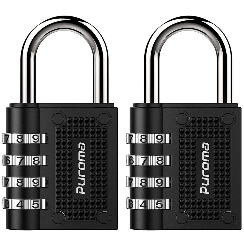 Puroma 2 Pack Combination Locks Outdoor Waterproof Padlock for School Gym Locker Outdoor Fence Hasp Cabinet Toolbox Locker (Black) - Image 1